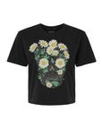 Daisy Skull · Black Cropped T-Shirt