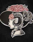 Horned Lady in Derby Hat · Enamel Pin