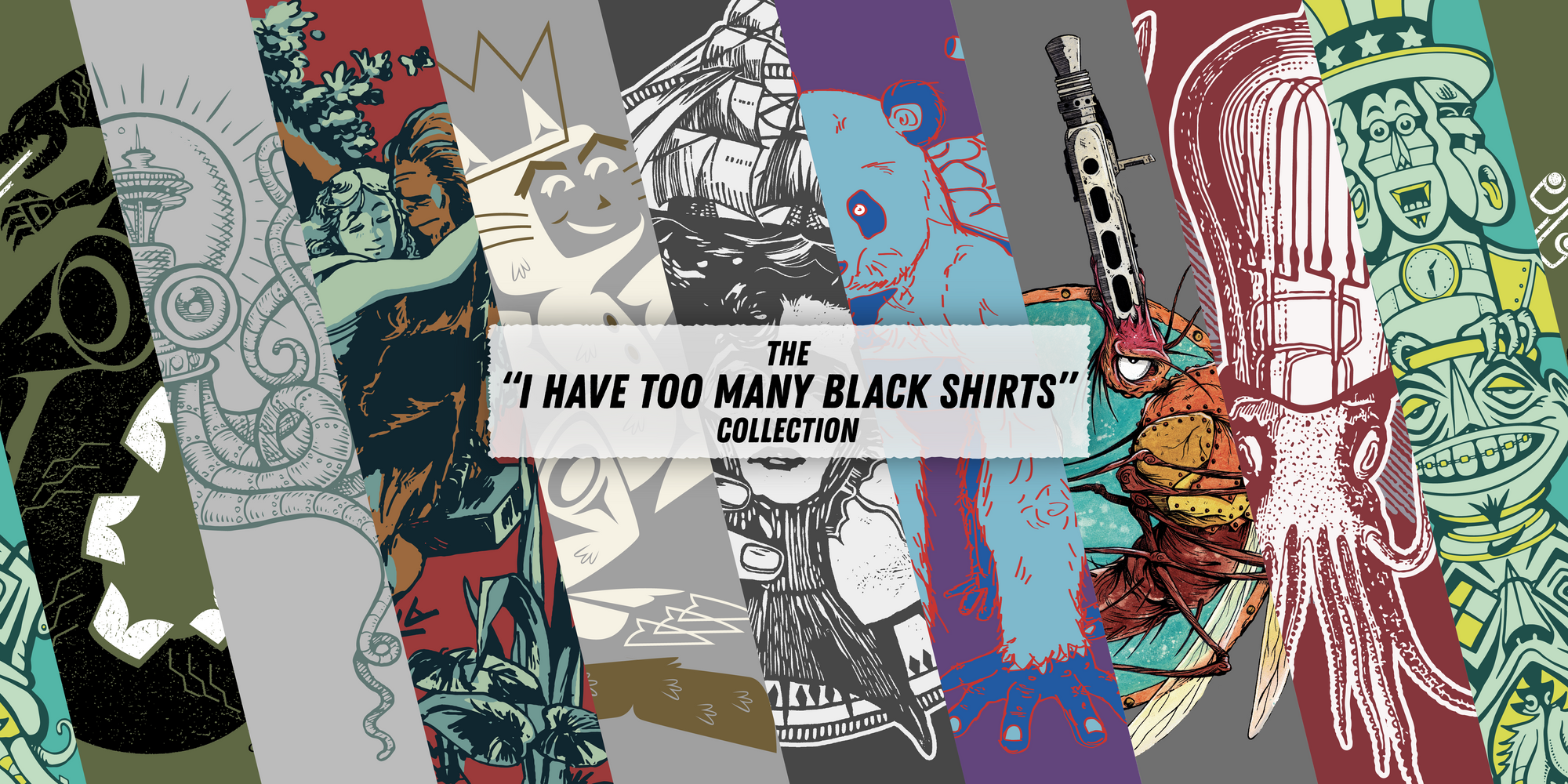 The I have Too Many Black Shirts Collection Hero Banner Ad and Link